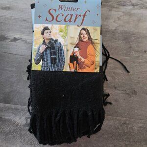 NEW Black Winter Scarf 100% Polyester 13in x 72 in Unisex All Ages